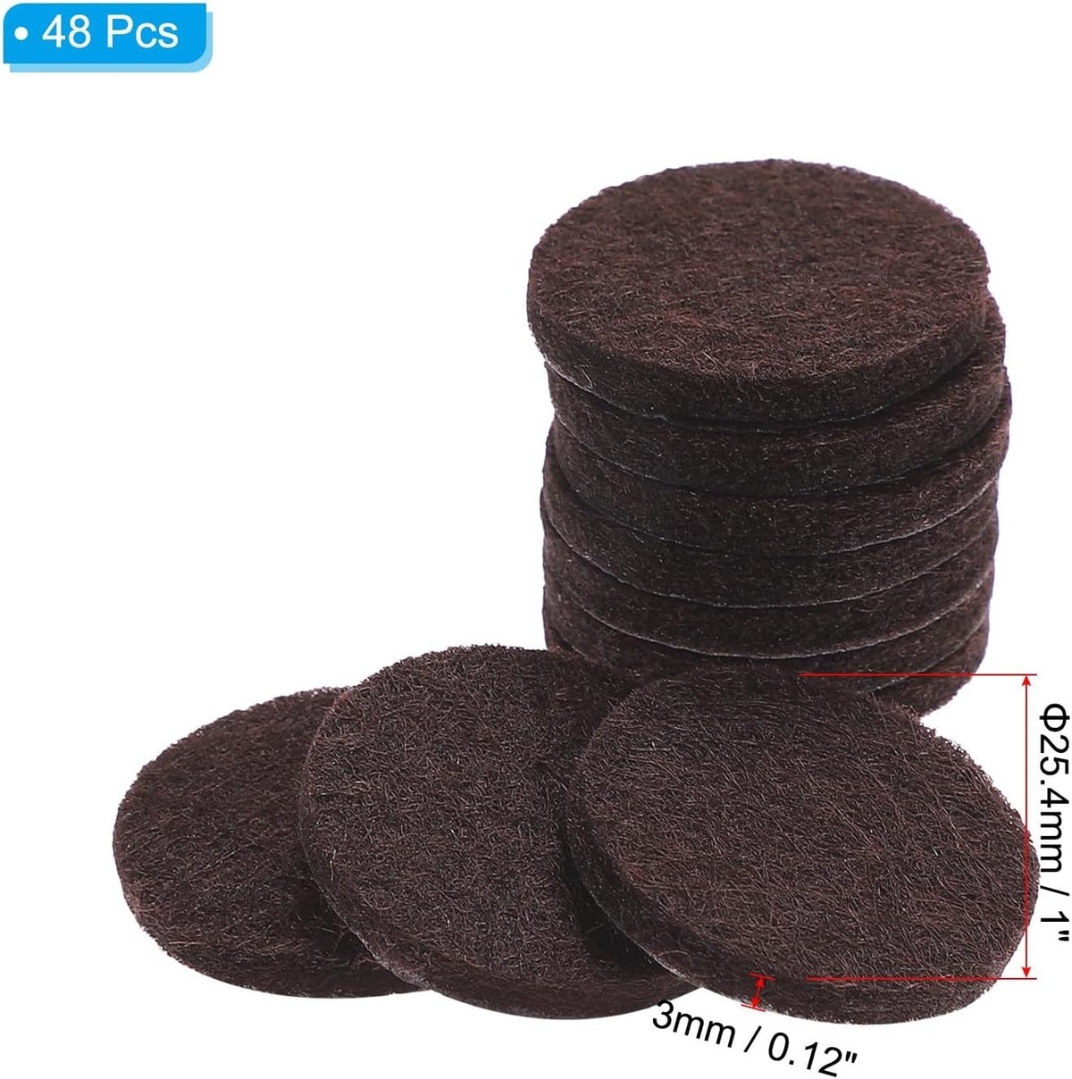 ya 26 10.21 baidi 1 Self Adhesive Felt Furniture Pads, 48Pcs Round Felt Pads, Brown