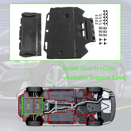 ya 4 8.10 for Audi A6 (4G/C7) A7 (4G) 2011-18 Radiator Support Cover+Splash Guards+Clips