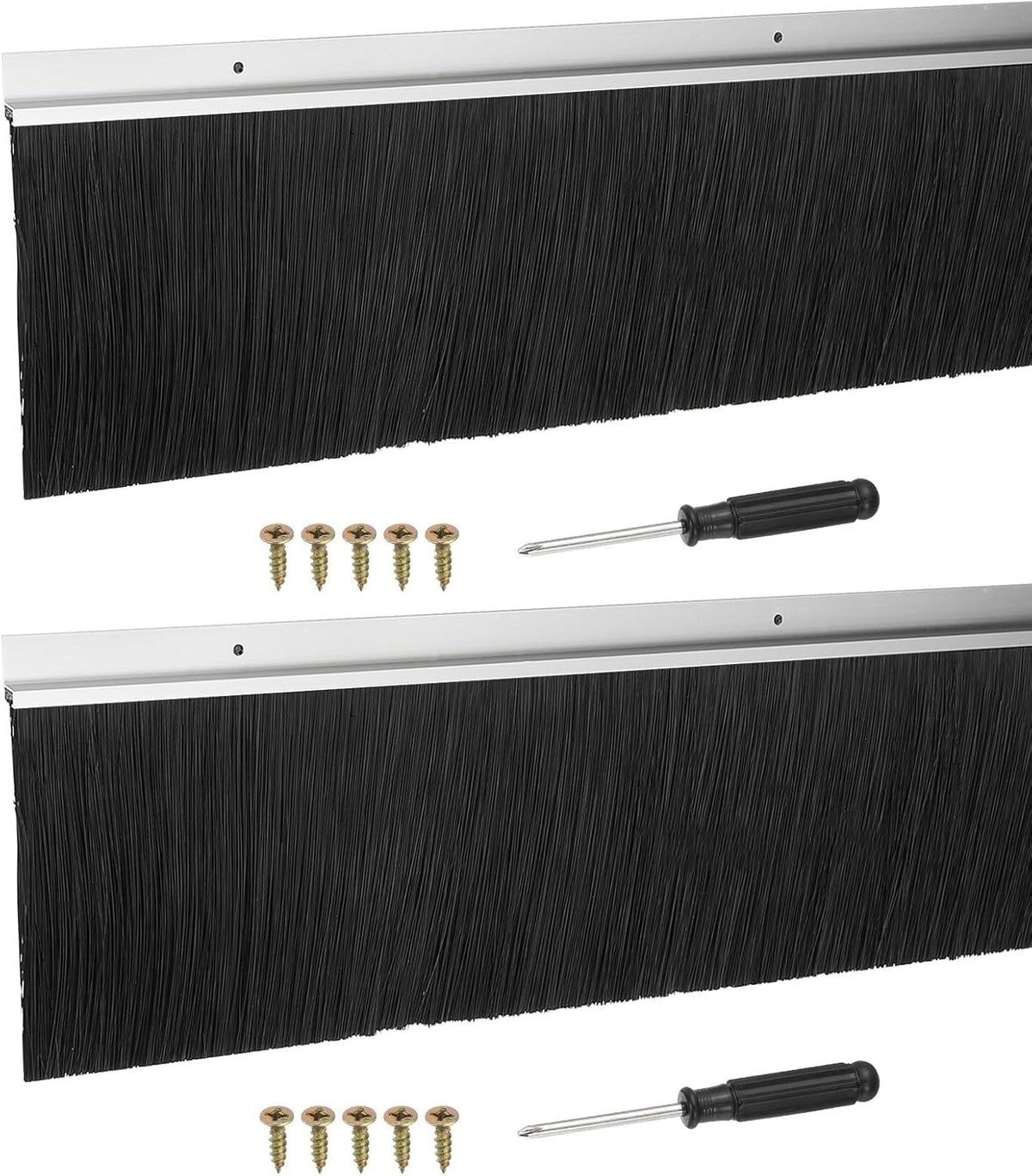 ya 26 10.21 baidi Door Sweep Brush Sweeps 4.7 Black PP Brush 39L x 5.7W -H-Shape(2 Pcs, Silver)