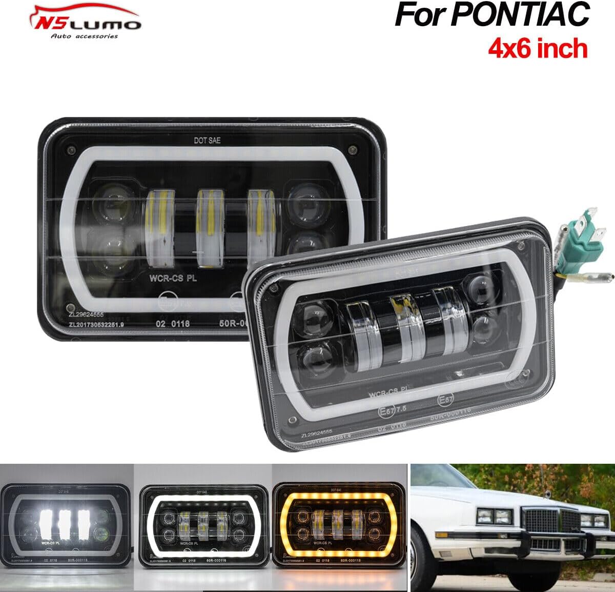 ya 7 8.24 baidi LED High/Low Beam DRL Turn Signal Daytime Running Lights for 76-87 for Pontiac Grand Prix 
