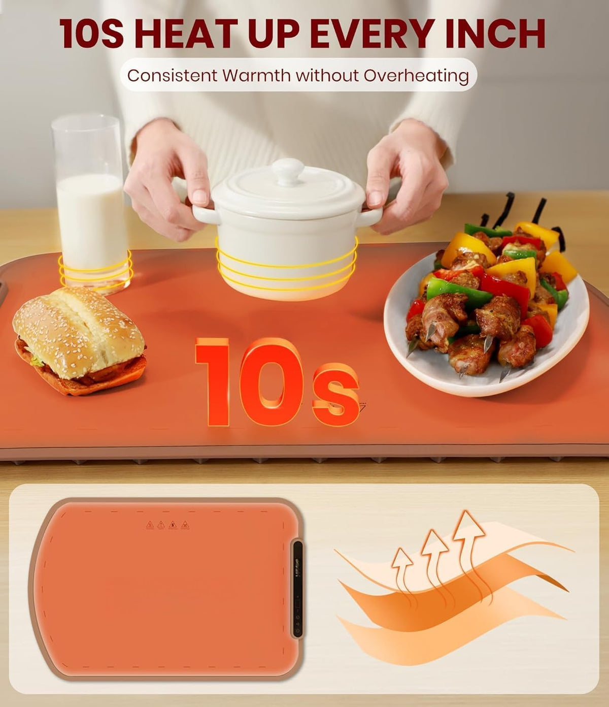 ya 14 9.20 baidi FoodWarming Pad,Silicone Heating Padwith7Temperature Levels andAuto-Off Function-1