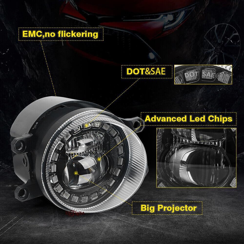ya 2 8.15 Suitable for Toyota Tacoma 4Runner Tundra RAV4 2012-2021 Halo LED fog lights driving lights