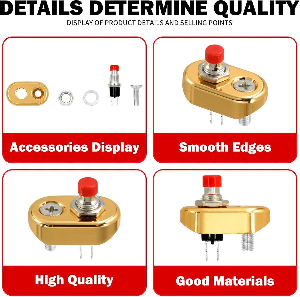 ya 4 8.14 Gold Control Momentary Button Switch For Universal 1 7/8 Handlebar Motorcycle