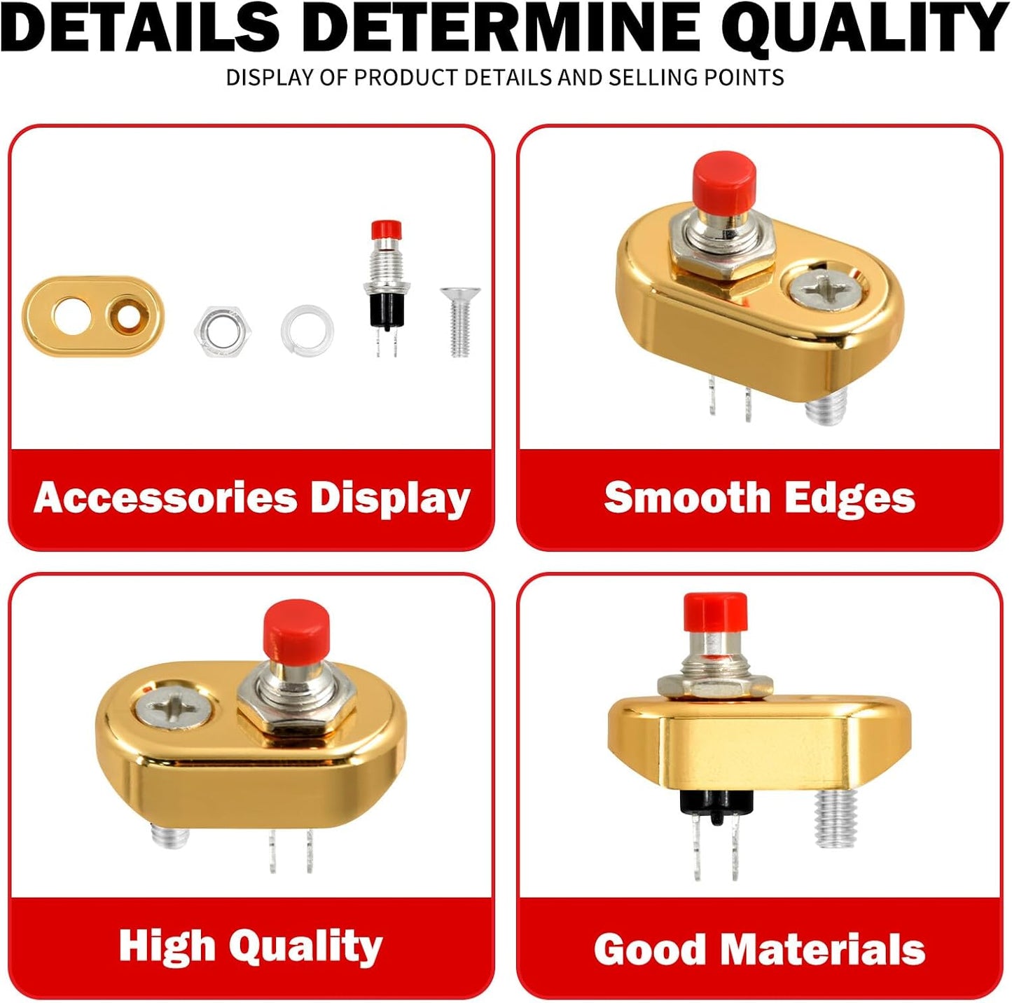ya 4 8.24 baidi Gold Control Momentary Button Switch For Universal 1 7/8 Handlebar Motorcycle