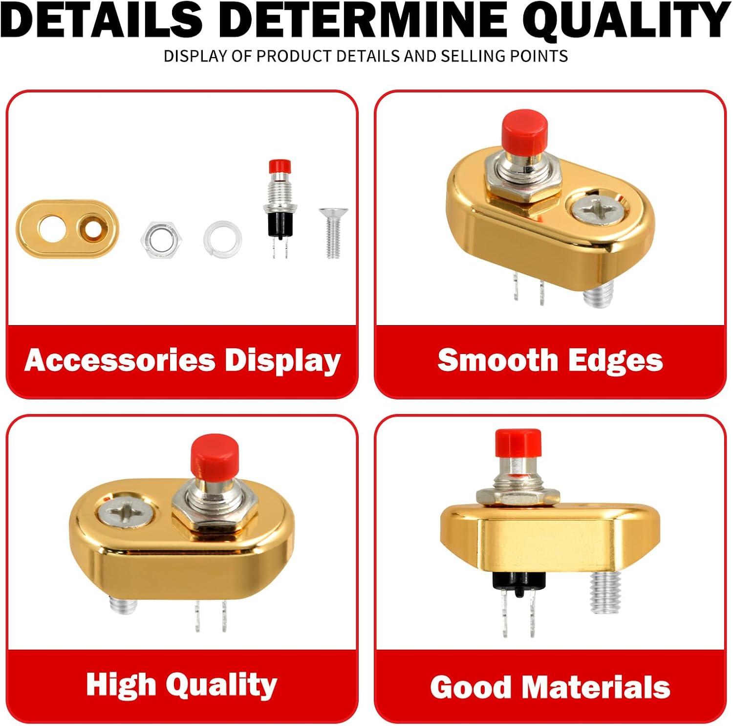 ya 4 8.24 baidi Gold Control Momentary Button Switch For Universal 1 7/8 Handlebar Motorcycle