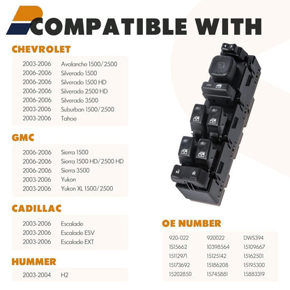 ya 8 8.24 baidi for Chevrolet for Silverado Front Drive Left Power Window Switch 15883319
