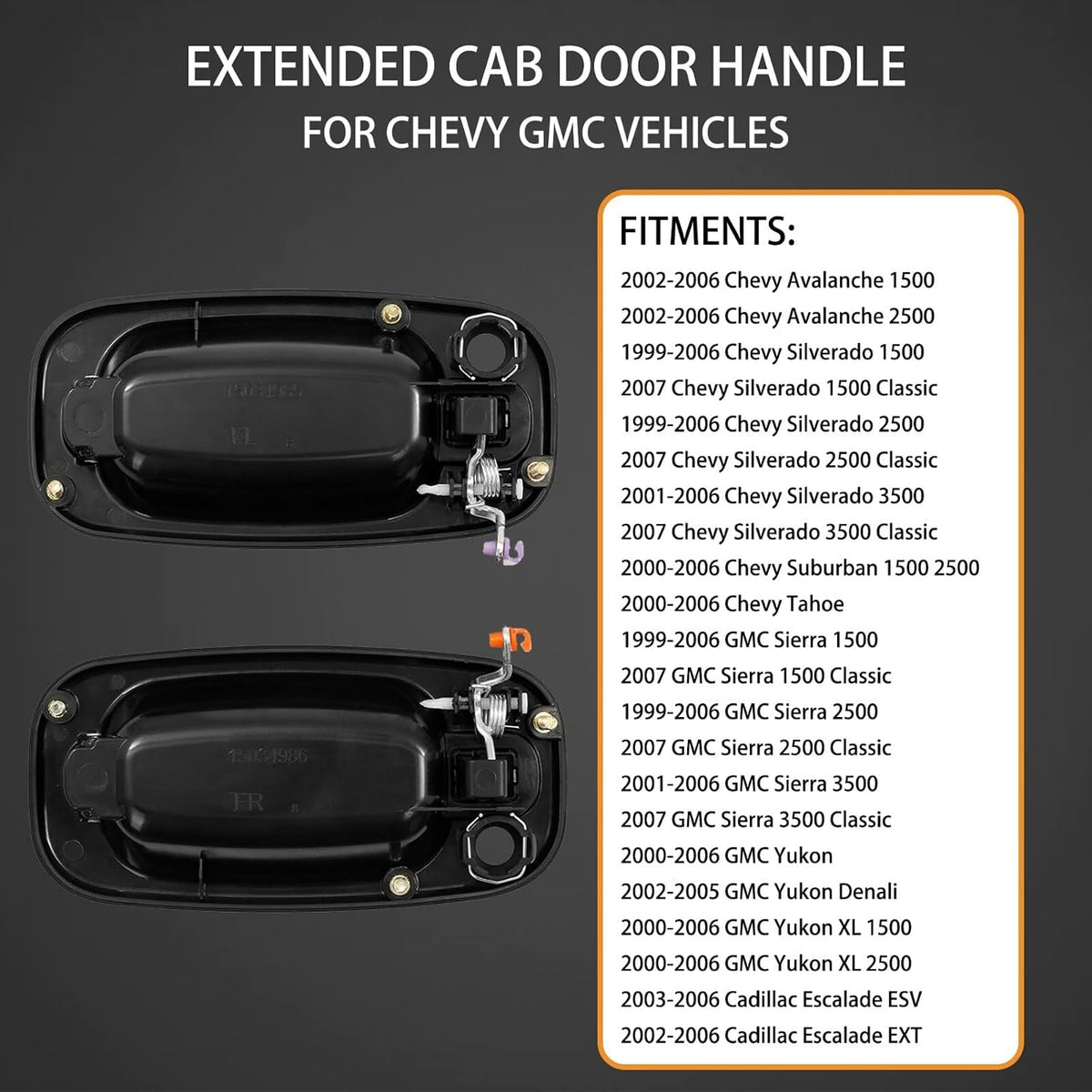 ya 9 10.24 Front Left & Right Exterior Door Handle for Chevy Silverado for GMC for Sierra 1999-2007