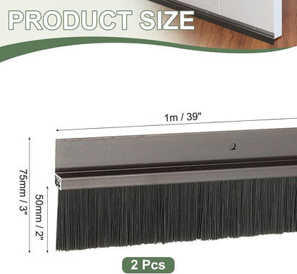 ya 26 10.21 baidi Door Sweep Brush Sweeps 2 Black PP Brush 39L x 3W -H-Shape(2 Pcs, Brown)
