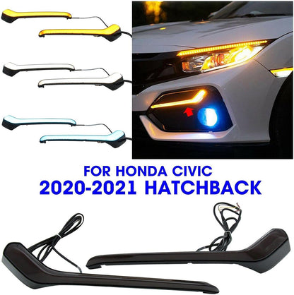 ya 4 8.24 baidi for Honda Civic 2020-2021 Hatchback 2pcs LED Driving Lights Turn Signal Lamp AT
