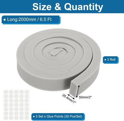 ya 26 10.21 baidi 3 Roll Air Conditioner Foam Seal Strip, 6.5 ft x 2 x 1 Weather Stripping,Black