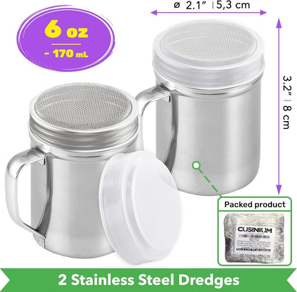 ya 14 9.20 baidi Powdered Sugar Shaker - with Handle - Fine Mesh - 6 oz, Pack of 2-1