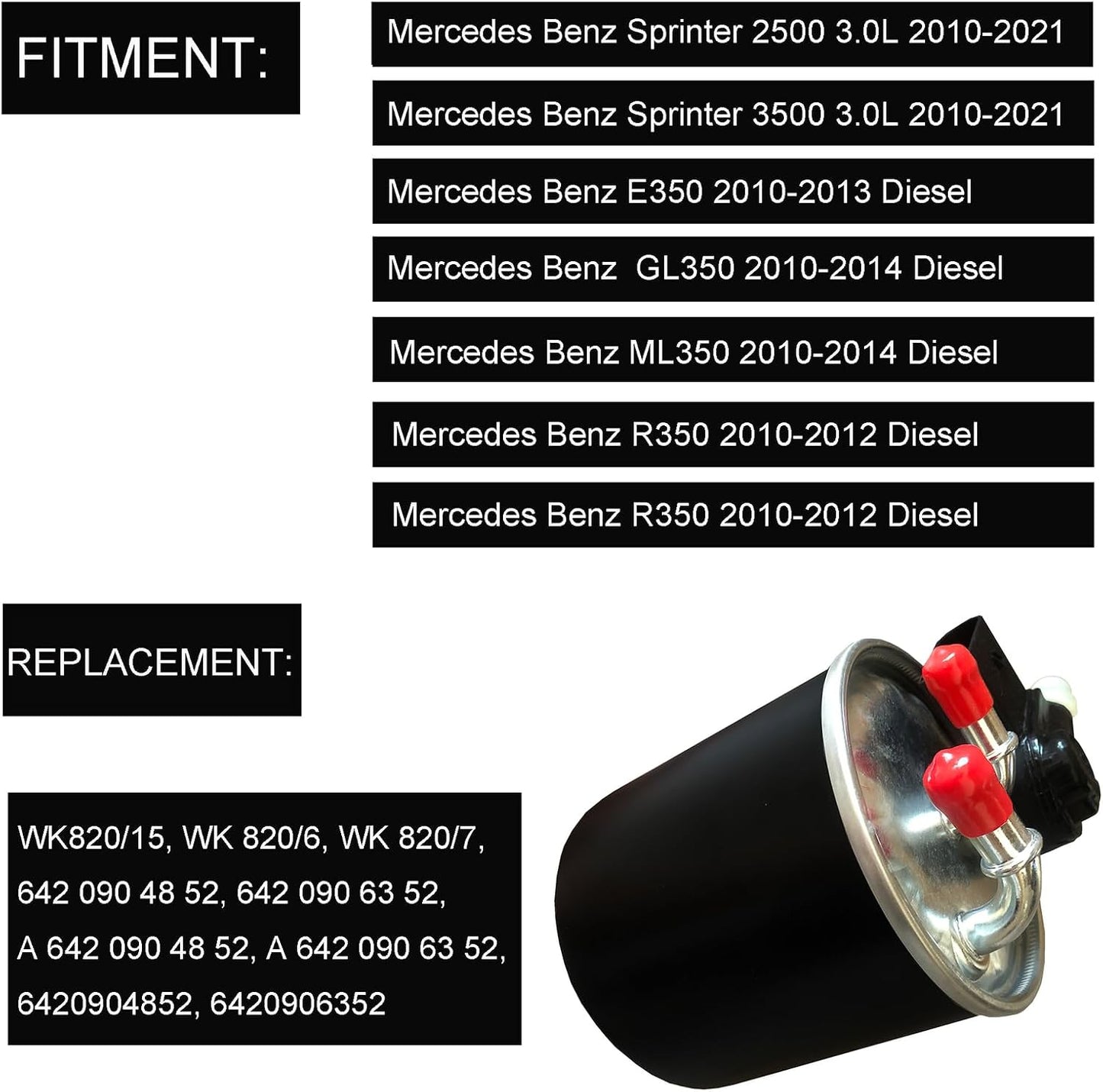 ya 5 8.24 baidi WK820/15 Fuel Filter with 5-Pin Fits for Mercedes-Benz E350 GL350 ML350 R350