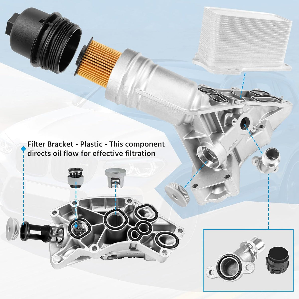 ya 12 10.8 baidi Aluminum oil filter assembly Engine Oil Cooler Housing for B58 3.0L Turbocharged