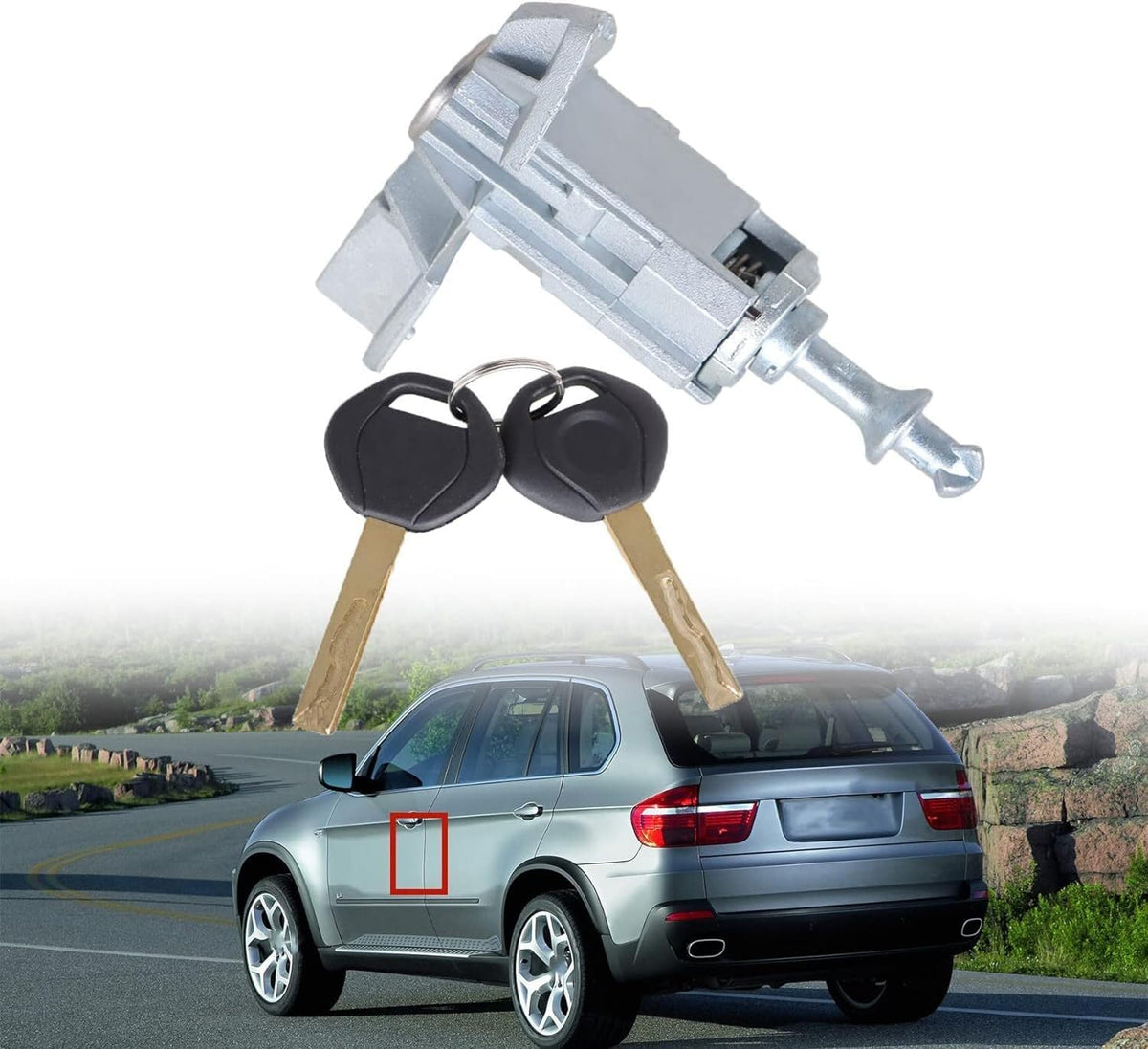 ya 11 9.14 baidi51217035421 Replace Left Driver Side Door Lock Cylinder & 2 Keys for BMW X3 X5