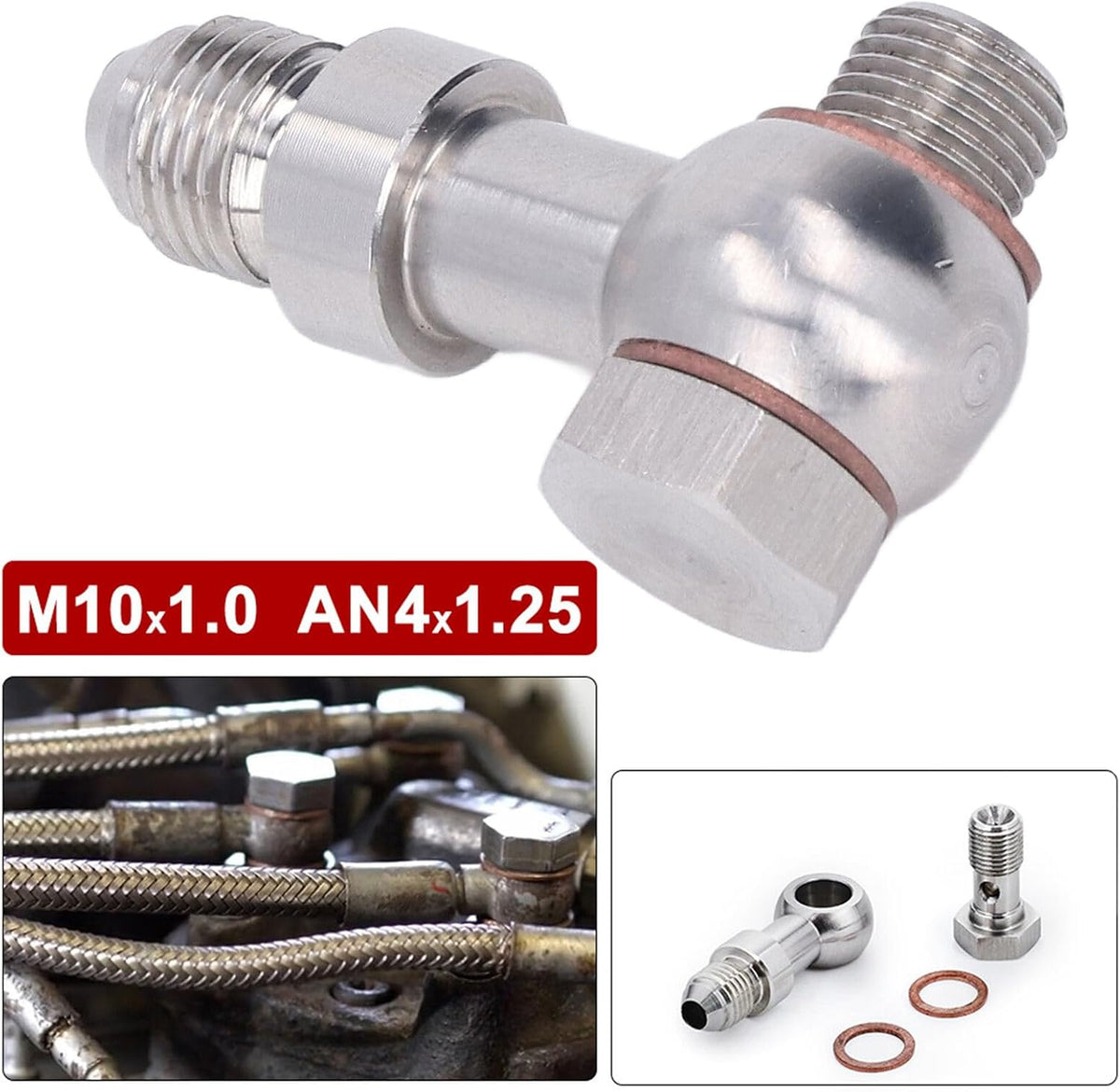 ya 4 8.14 Hot Oil Feed Banjo Bolt Kit Turbofor Charger Restrictor Part For 1 10 4G63T 4B11T