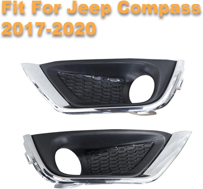 ya 4 8.8 Front bumper fog lamp cover frame chrome decoration one pair for Jeep Compass 2017-2020