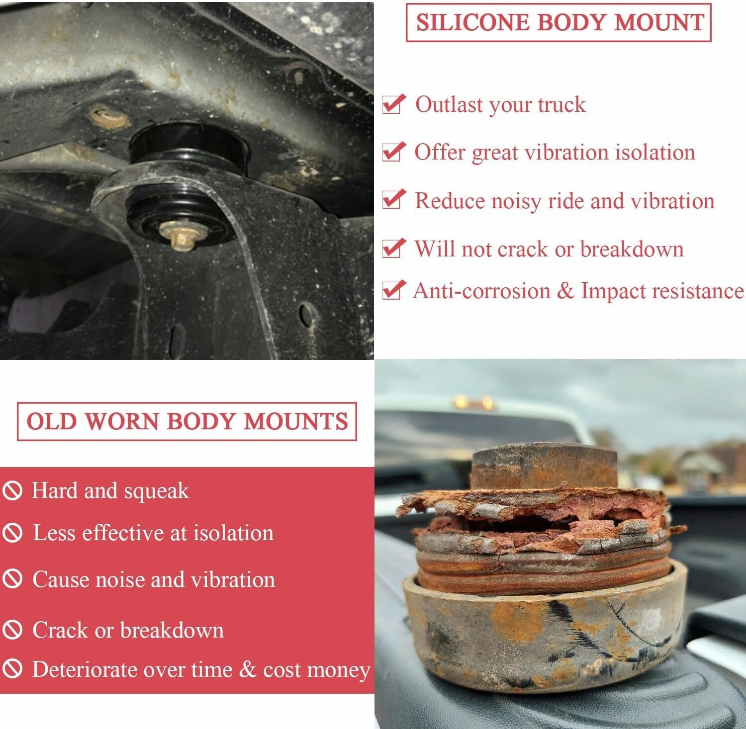 ya 2 8.15 F-350 Silicone Body Mount Bushing Kit for 2008+ for Ford Super Duty Crew Cab