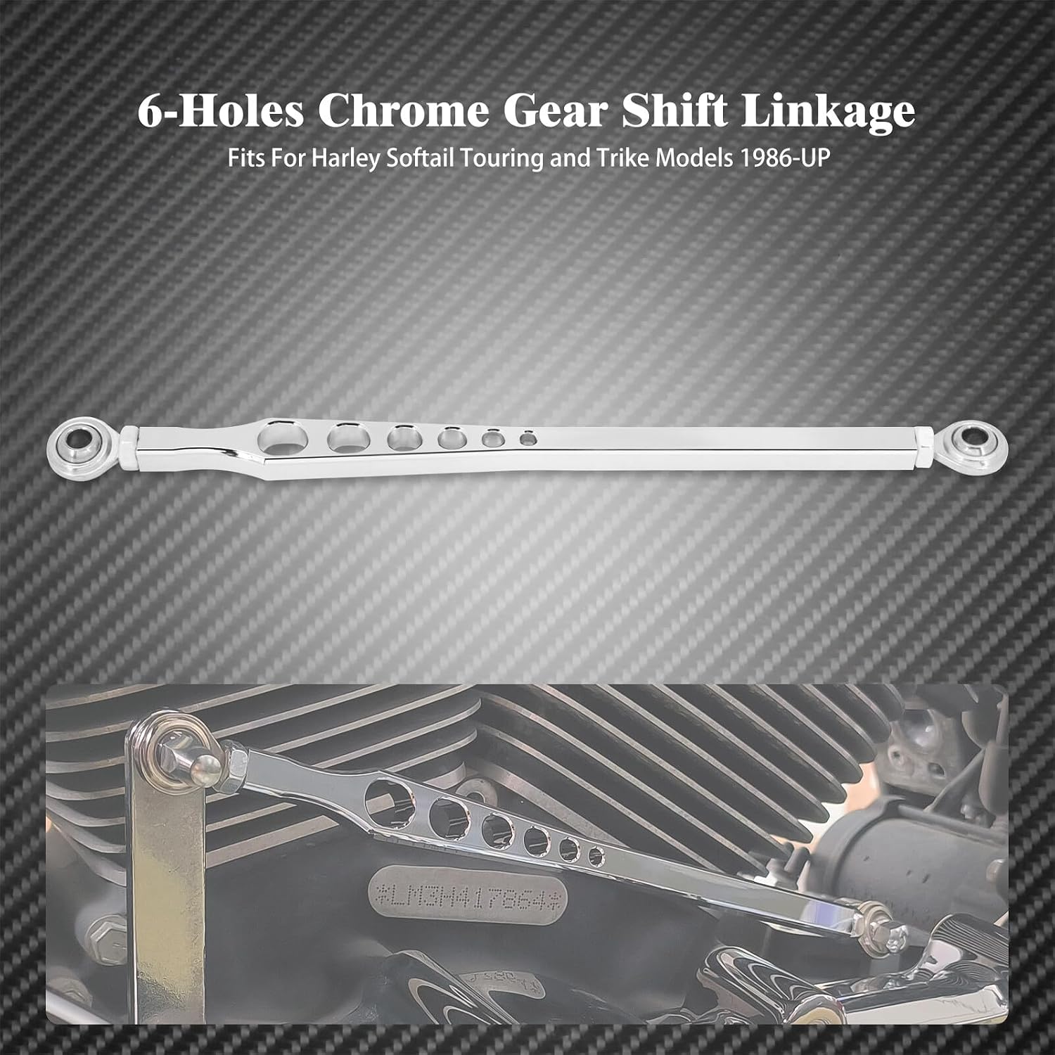 ya 8 8.24 baidi Chrome 6 Holes Gear Shift Linkage Lever Fit for Harley Touring Dyna Softail CVO