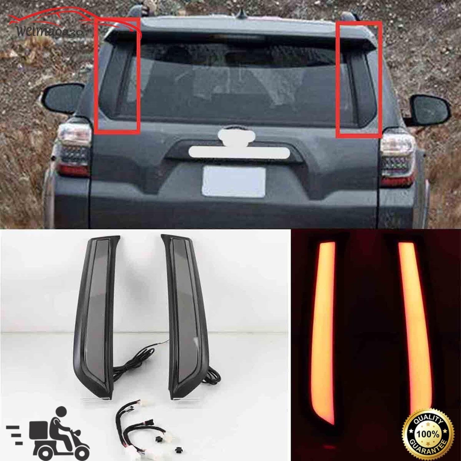 ya 4 8.24 baidi LED Smoked Trunk Tail Light Rear Pillar Brake Light for 2010-2022 for Toyota for 4Runner 