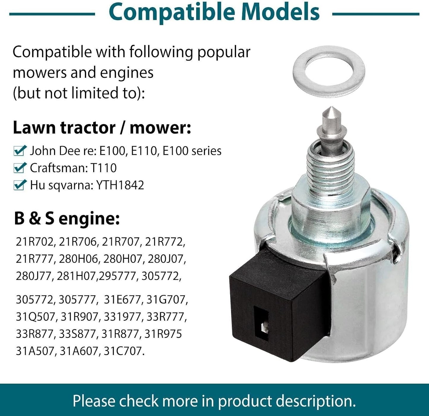 ya 4 8.8 846639 Engine fuel Shut-Off solenoid valve Fuel For Lawn Garden Equipment