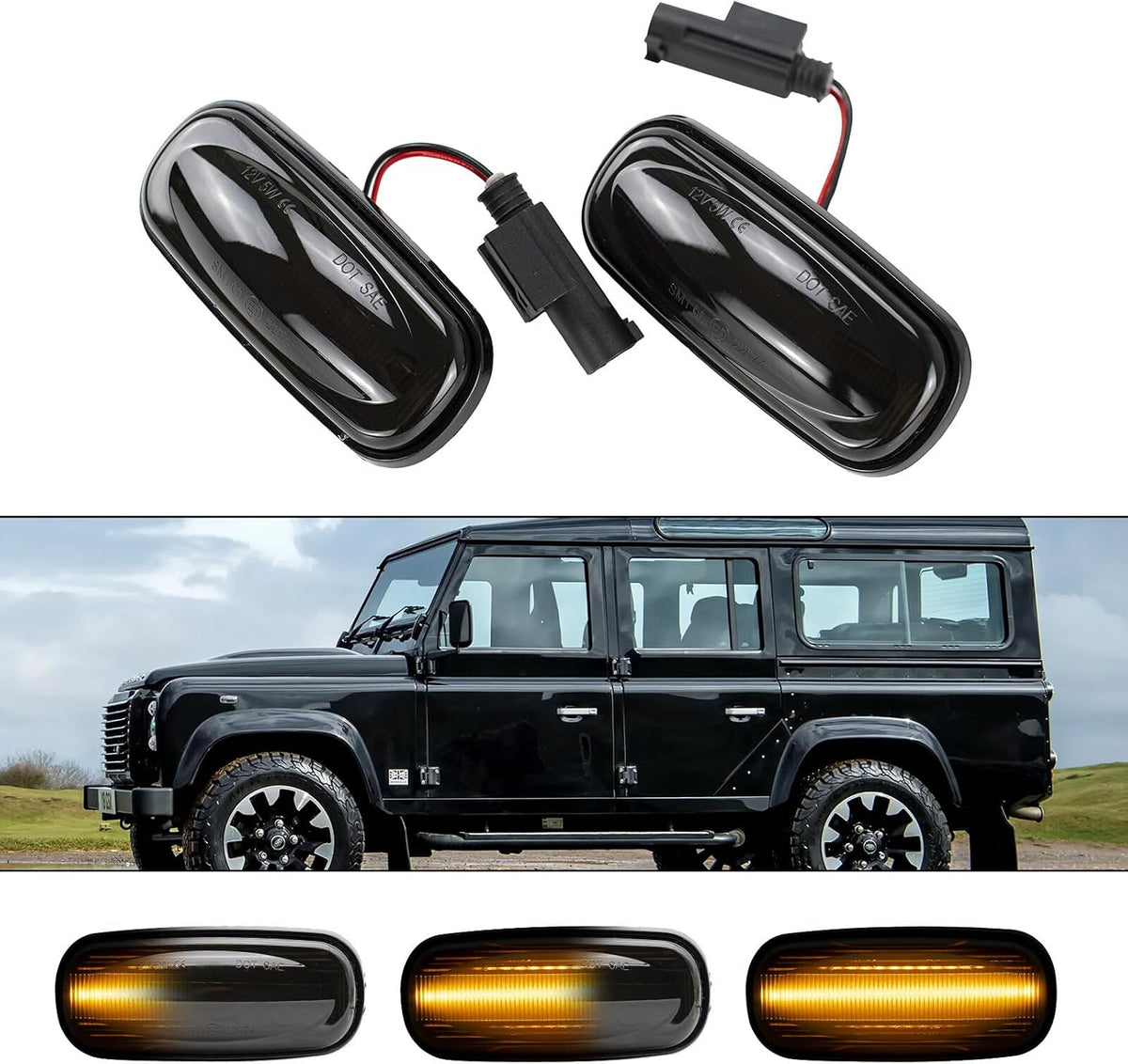 ya 11 9.14 baidiSmoked LED Side Indicator Light for Land Rover Discovery 2 lander 1 for Defender