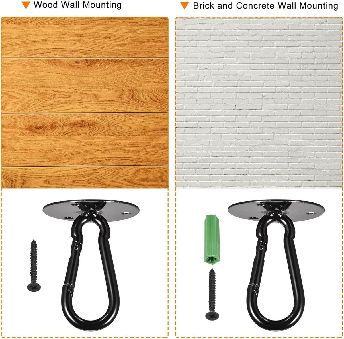ya 26 10.21 baidi Ceiling Hooks Snap Hook Wall Mounted 65x81mm Iron for Hanging Plants Black 2Pcs