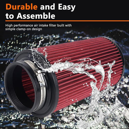 ya 13 9.15 baidi 3 3.5 4 Cold Air Intake Filter Inlet 3 Sizes in 1 10.5 Tall Universal Red