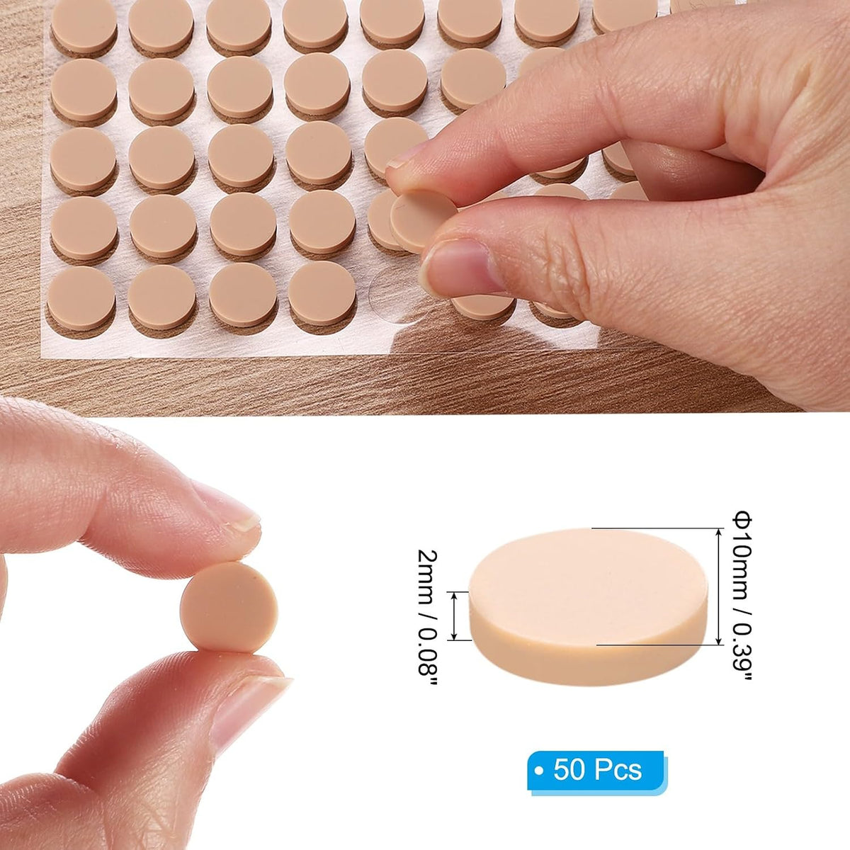 ya 26 10.21 baidi 0.39 Diameter Cabinet Door Bumpers, 50 Pcs Door Stoppers, Brown