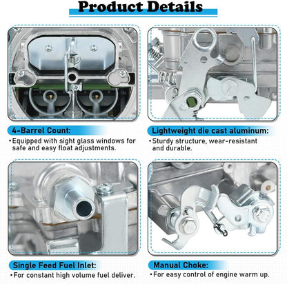 ya 2 8.24 baidi 4 Barrel Carburetor for MAN ual Choke Square Bore For 1405 Performer 600 CFM