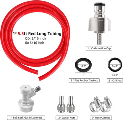 ya 14 9.20 baidi 5.5ft 5/16mm Gas Hose with Soda Bottle, Stainless Steel, Home Brewing --1