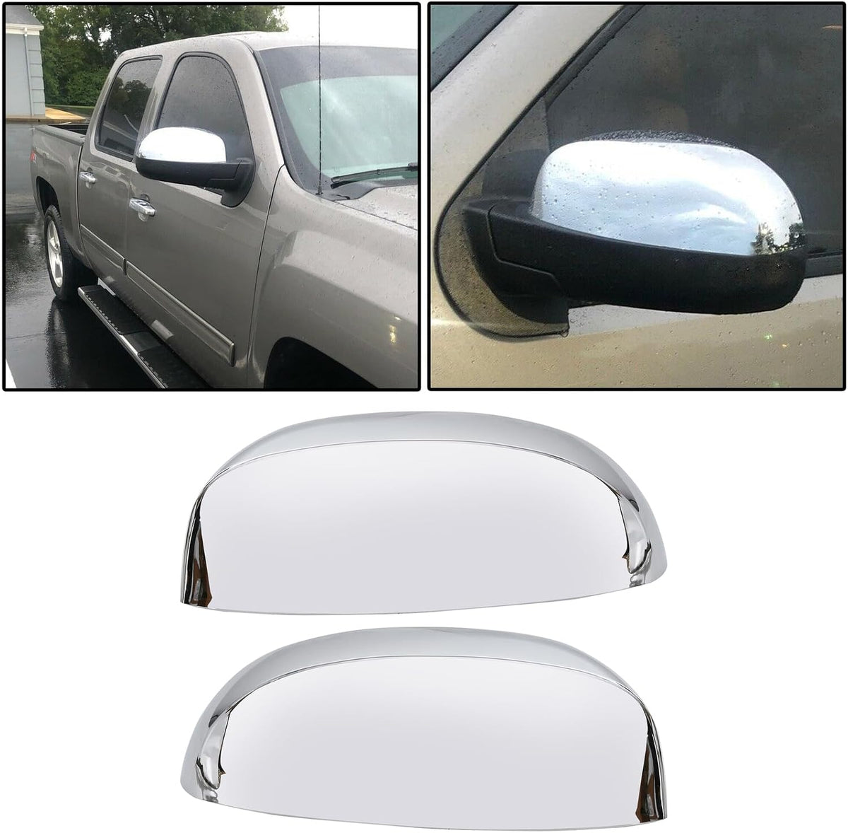 ya 11 9.14 baidiFor 07-14 for Chevy for Silverado for GMC for Sierra for Yukon Chrome Mirror Half Caps Mirror Cover