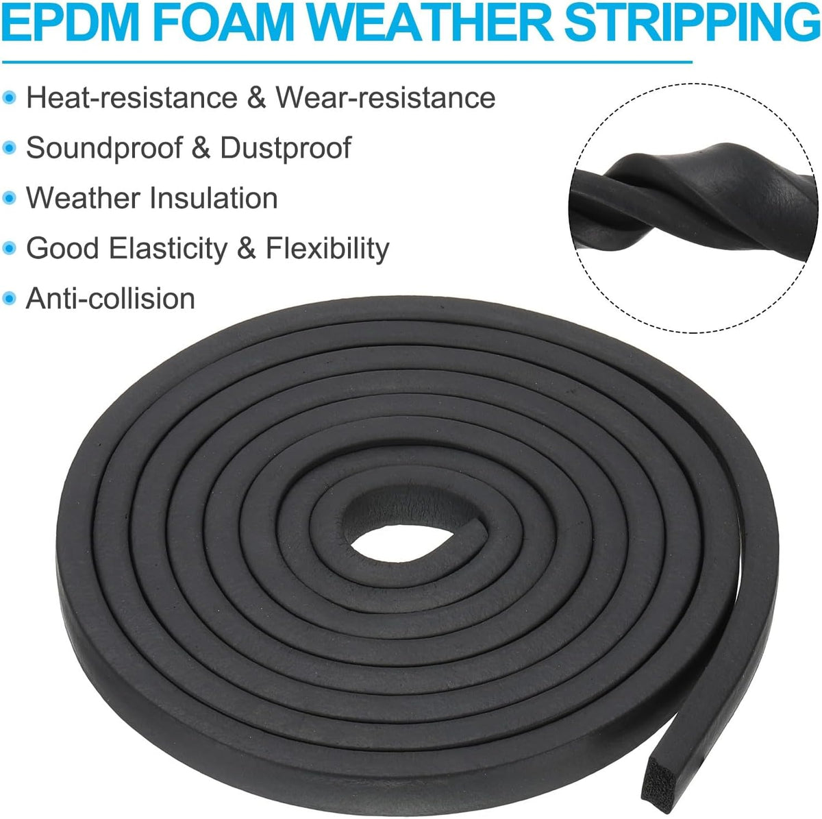 ya 26 10.21 baidi 9.8Ft Weather Stripping Door Seal, 5/8W x 3/8T EPDM Rubber Foam Seal Strip