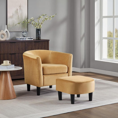 ya 28 10.13 baidi For Living Room Velvet Accent & Ottoman Set Modern Armchair Yellow