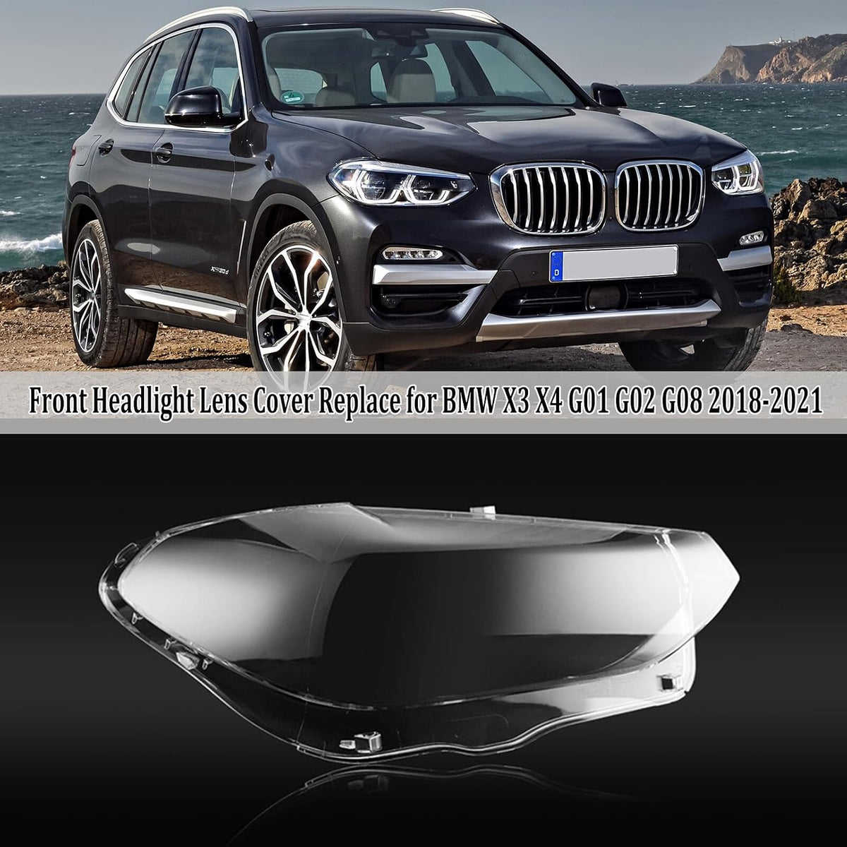 ya 4 8.10 Right Headlight Lens Clear Cover for BMW X3 X4 G01 G02 G08 2018-2021 63117466132