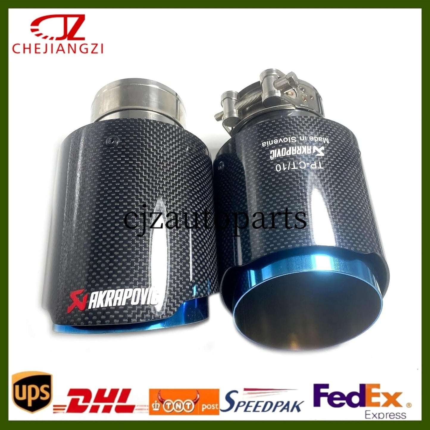 ya 6 8.24 baidi Glossy Carbon Fiber Pipe AKRAPOVIC Tip 3''/3.5''/4''/4.5'' Blue Tailpipe