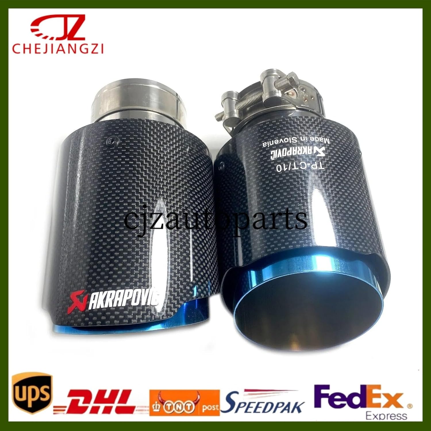 ya 6 8.24 baidi Glossy Carbon Fiber Pipe AKRAPOVIC Tip 3''/3.5''/4''/4.5'' Blue Tailpipe