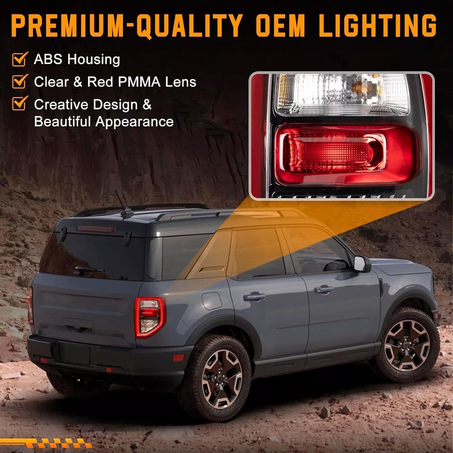 ya 7 8.24 baidi LED Rear Tail Light Brake Lamp For 2021-2023 for Ford Bronco Sport RH Passenger Side
