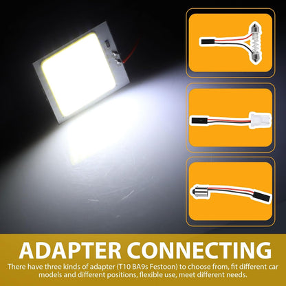 ya 4 8.8 10X 48SMD COB White LED Panel Festoon T10 BA9S Car Interior Dome Map Bulb 