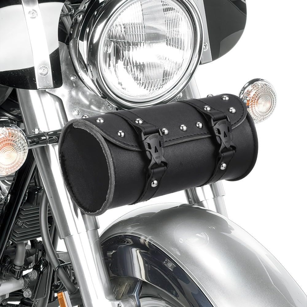 ya 11 9.14 baidiUniversal Motorcycle Saddlebag Waterproof Tool Bag Mounting Strap Round Storage