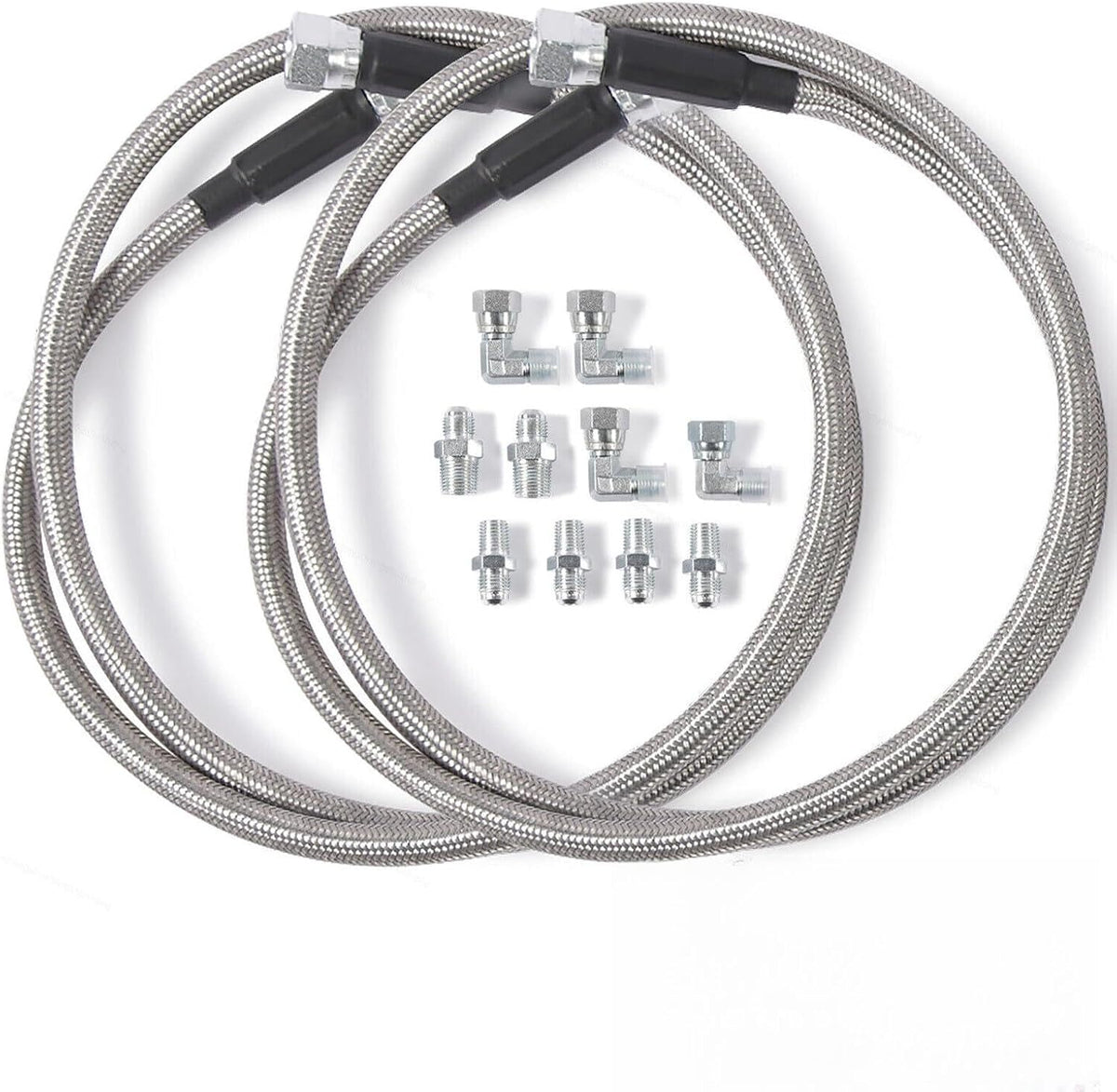 ya 10 9.16 baidi 52 Inch Long SS Braided Transmission Cooler Hose Fittings for TH350 700R4 TH400-