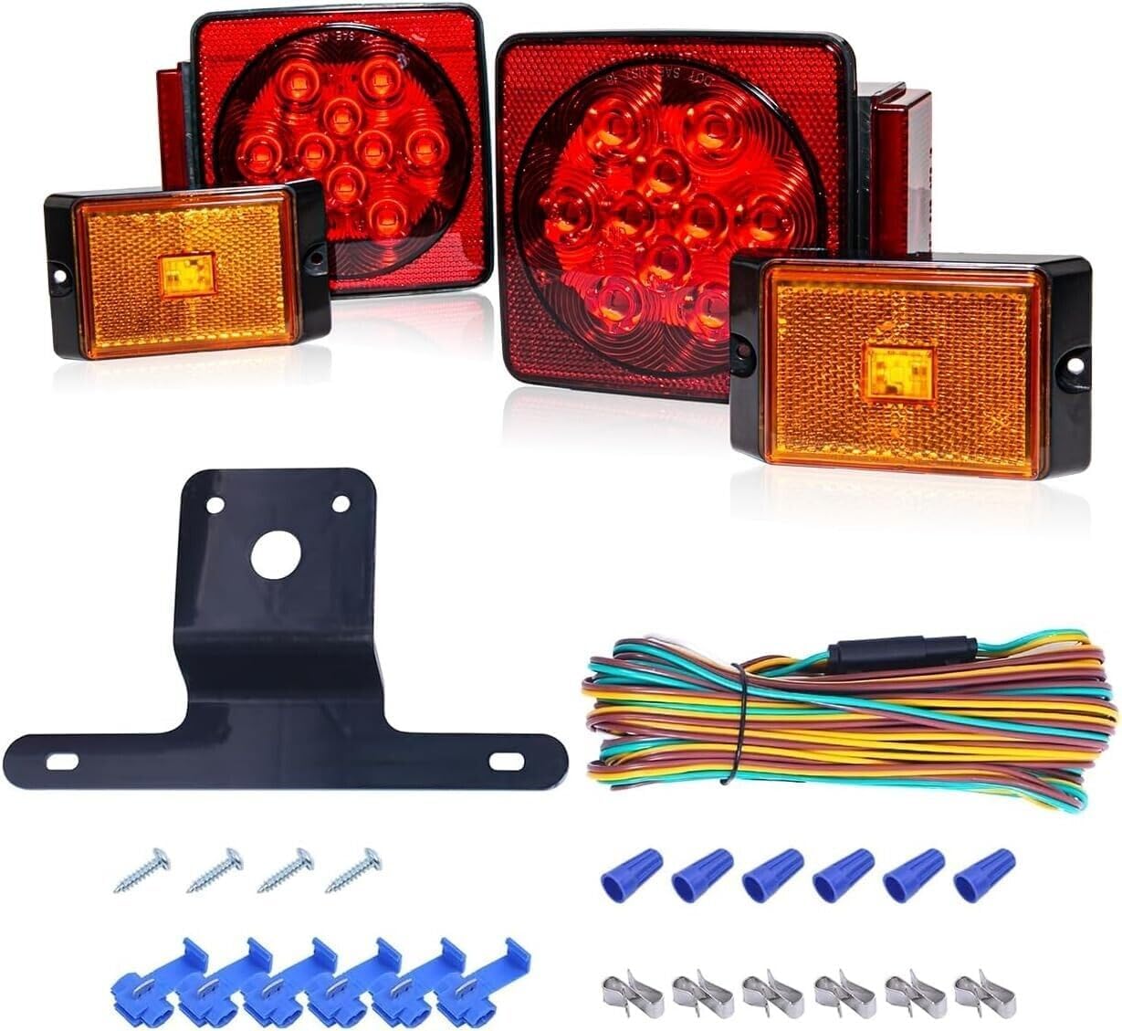 ya 7 8.24 baidi 12 Volt Rear LED Submersible Trailer Tail Light Kit Boat Marking Truck Waterproof 