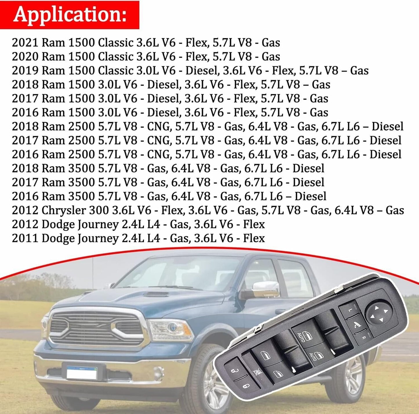 ya 8 8.24 baidi Driver Side Master Power Window Switch 11 Pin for 2016-2018 for Ram 1500 2500 3500
