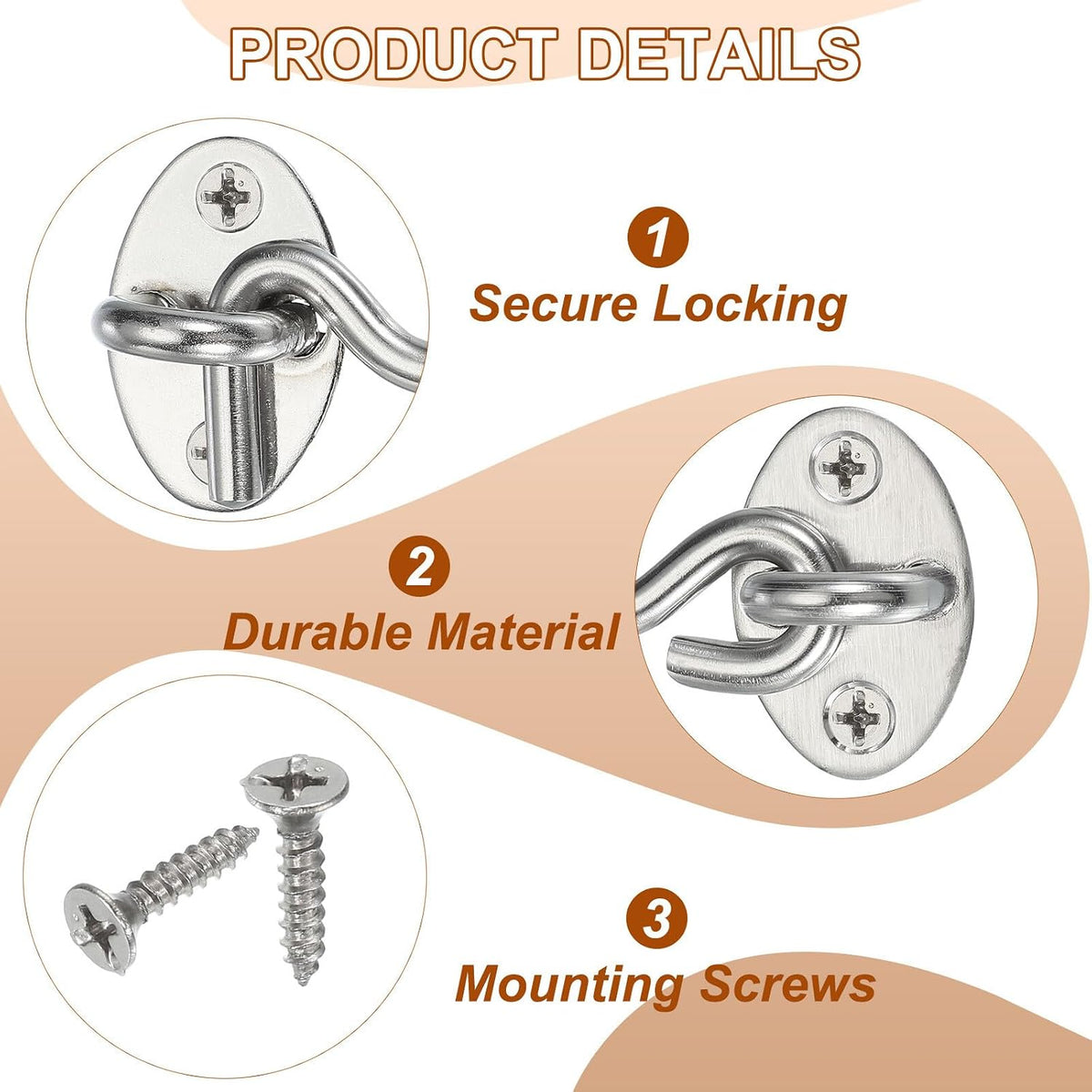 ya 26 10.21 baidi 2 Set Hook and Eye Latch Barn Door Lock Gate Latch 14 with Screws Silver