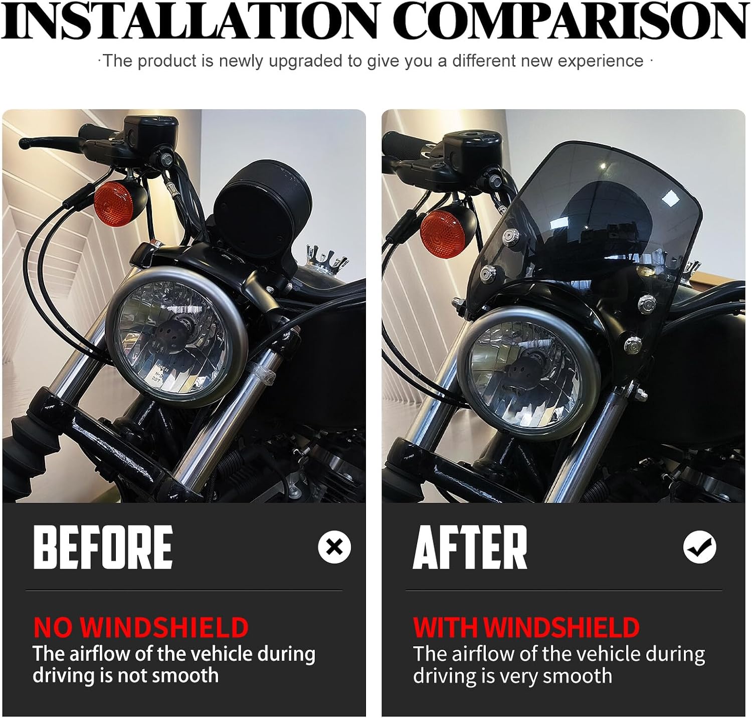 ya 7 8.24 baidi 39mm Windshield Smoke Windscreen Fit for Harley Sportster XL 883 1200 2004-2022