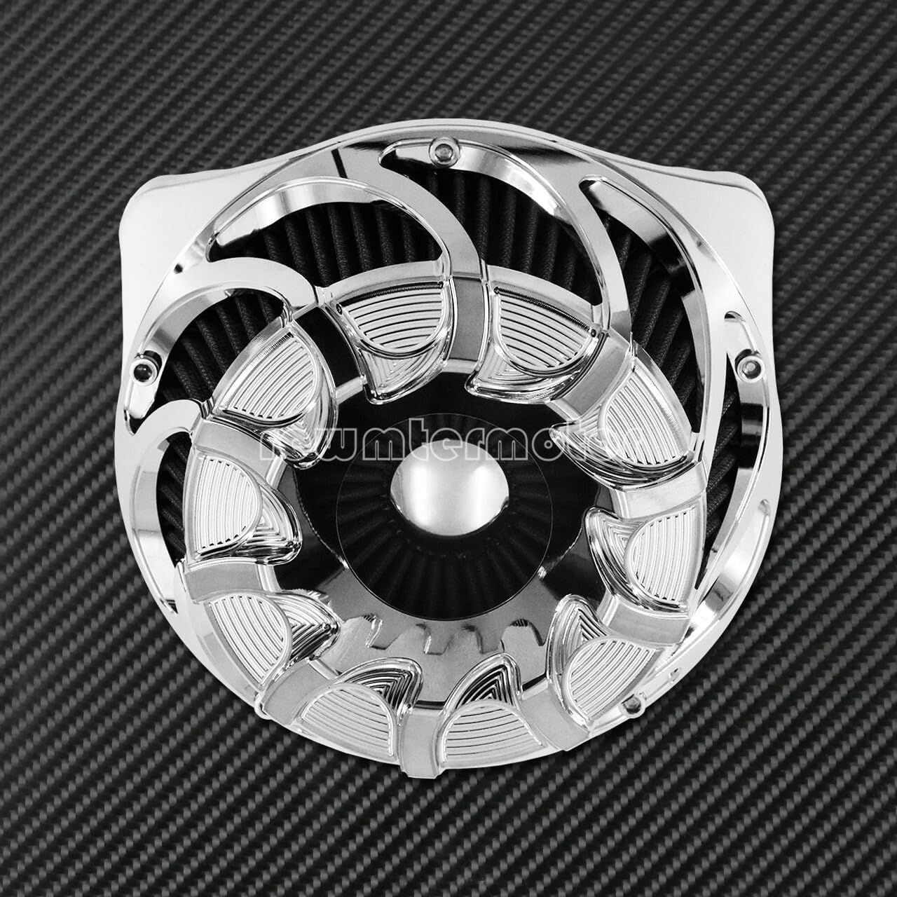 ya 5 8.10 Spiral Chrome Cut Air Cleaner Intake Filter Fit for Harley Touring 2000-07 Dyna