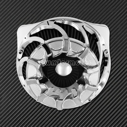 ya 5 8.10 Spiral Chrome Cut Air Cleaner Intake Filter Fit for Harley Touring 2000-07 Dyna