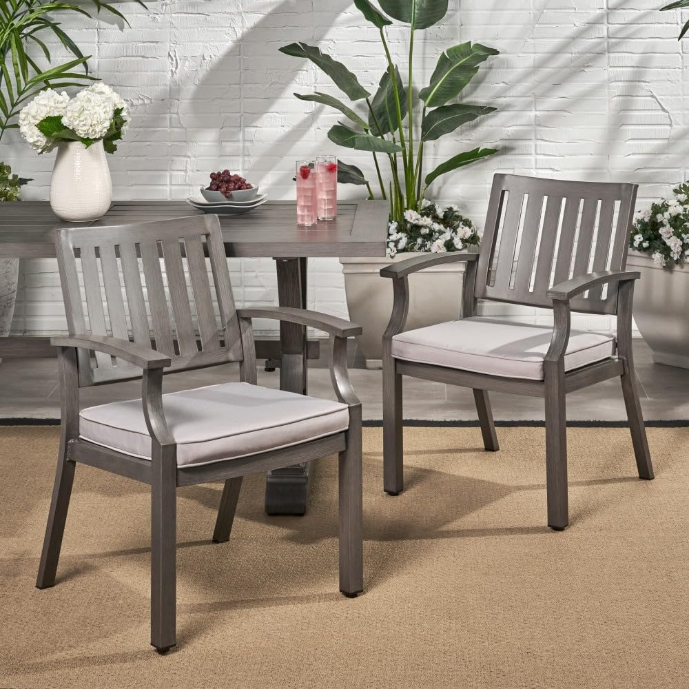 ya 28 10.13 baidi Aluminum Modern Dining Cushion (Set of 2), Gray