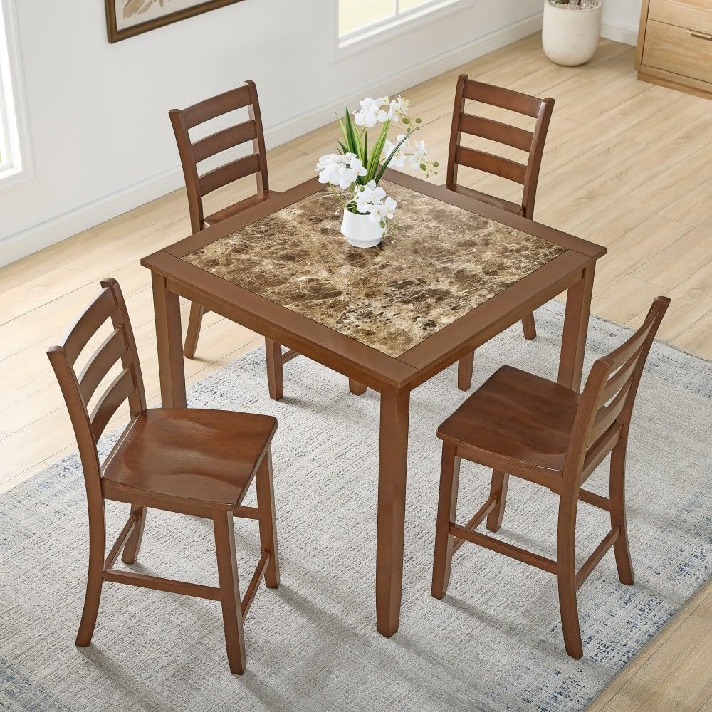 ya 28 10.13 baidi 5 Piece Dining/Bar Table Set - Retro-Style Breakfast Table for Dining Room