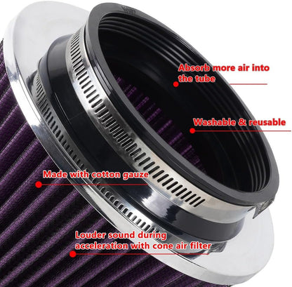 ya 13 9.15 baidi High Flow Per for MAN ce Cold Air Intake Air Filter 3/3.5/4 Inlet 5 Tall Purple