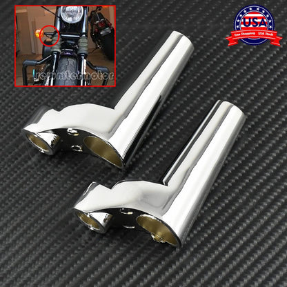 ya 2 8.15 Front Turn Signal Mounts Relocation Kit Fit for Harley Sportsters 88-up Chrome